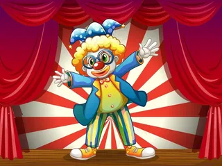卡通舞台上表演的小丑