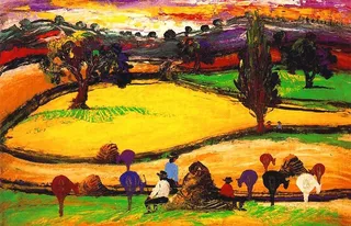 油画 装饰画 无框画 牧马人图片