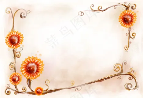 橙色花边艺术背景 橙色花边艺术背景