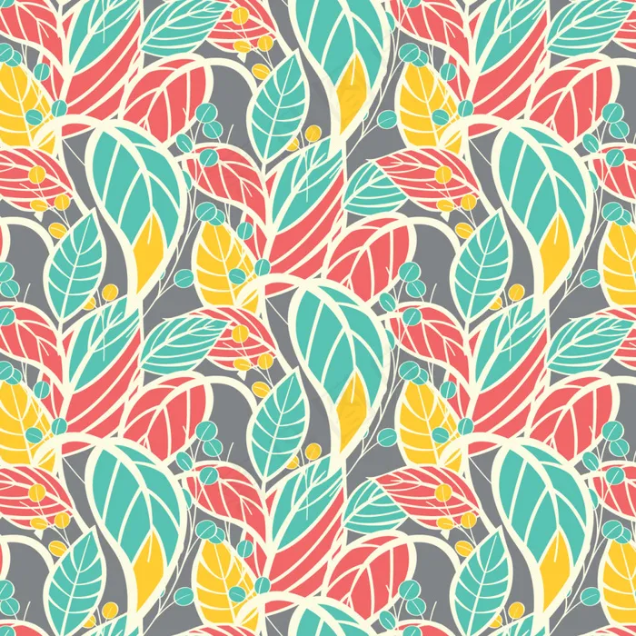 彩色的叶子背景图案eps,ai矢量模版下载