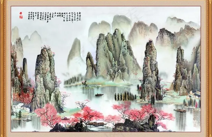 山水画图片(3937X2835(DPI:40))psd模版下载