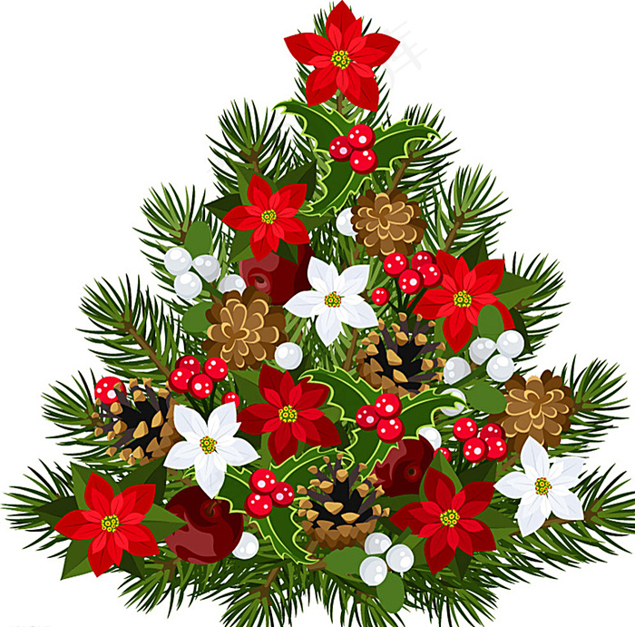 花卉装饰圣诞树图片