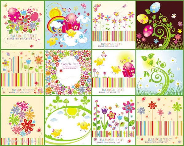 花卉插画背景eps,ai矢量模版下载