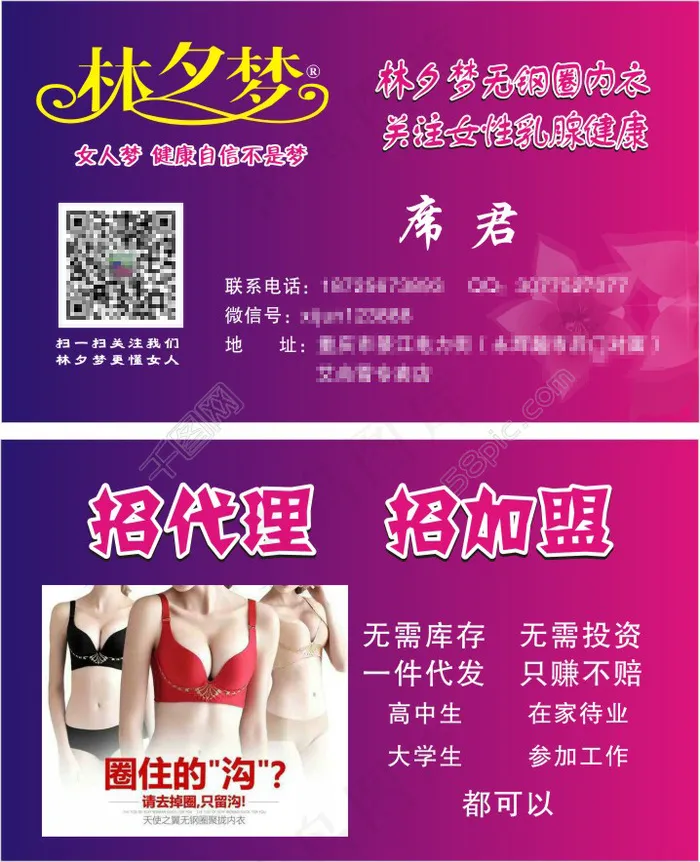 林夕梦内衣名片cdr矢量模版下载