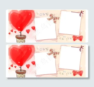 盆栽心双相框图片