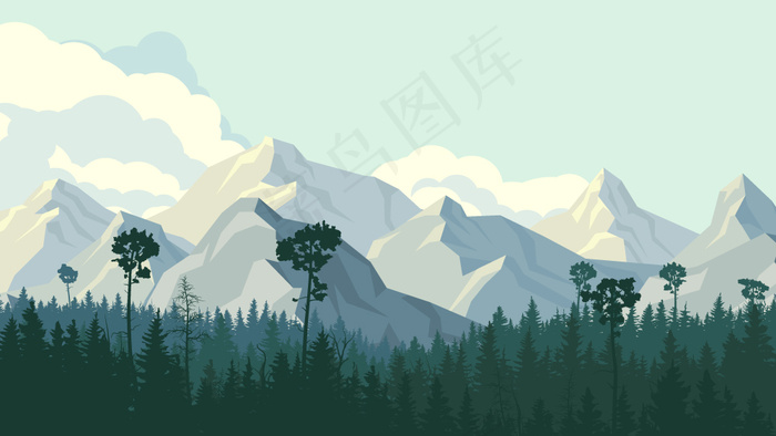 森系插画展板背景EPS矢量设计素材