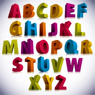 26个3D立体字母设计矢量图