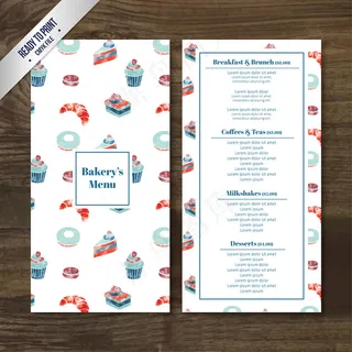 水彩手绘风格西餐菜单