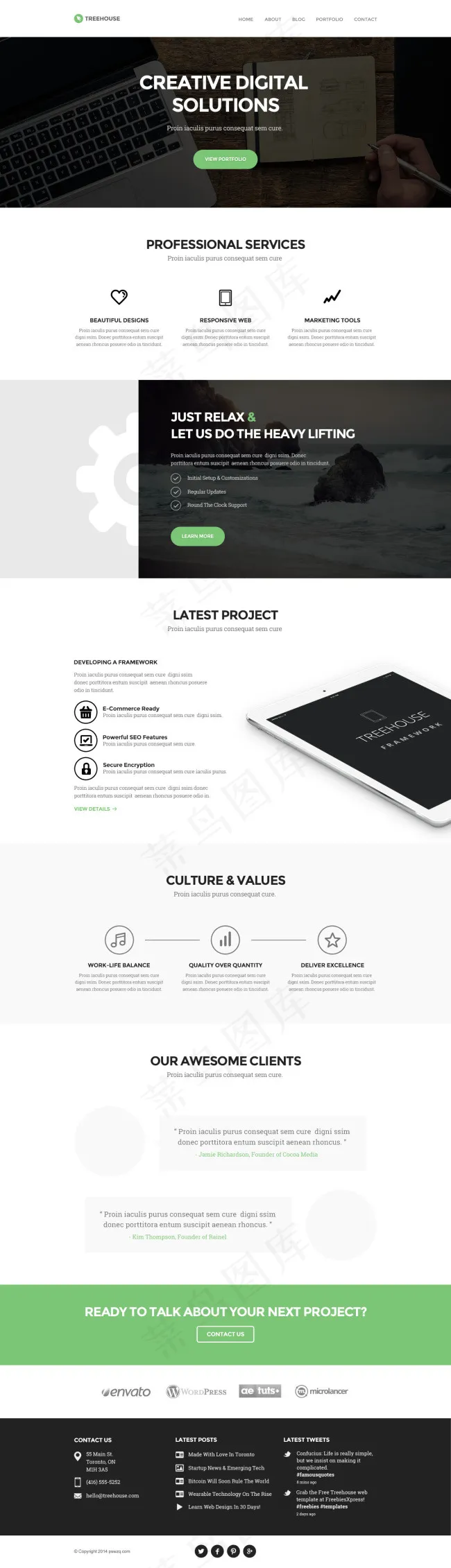 网页简约设计psd模版下载