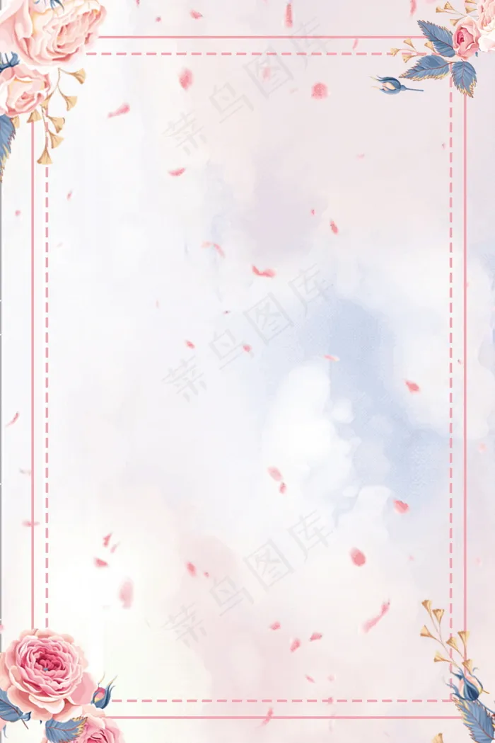浪漫粉色花朵花瓣边框夏至背景设计(66)(3545X5315(DPI:150))psd模版下载