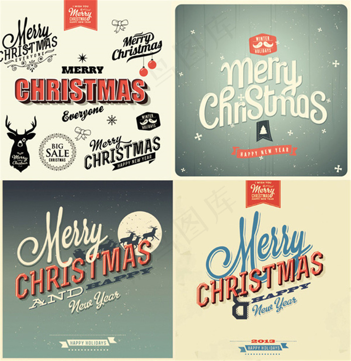 复古圣诞字体矢量素材