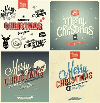 复古圣诞字体矢量素材