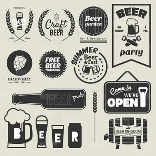 时尚啤酒图标标签设计矢量素材