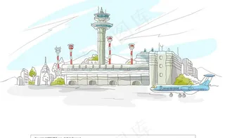 手绘机场导航指挥台图片