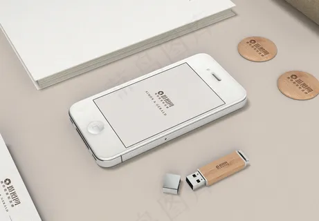 灰色手持简约商务名片VI样机袋子包装样机简约清新墙壁装饰画样