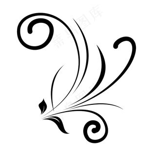 老旋流花卉剪影