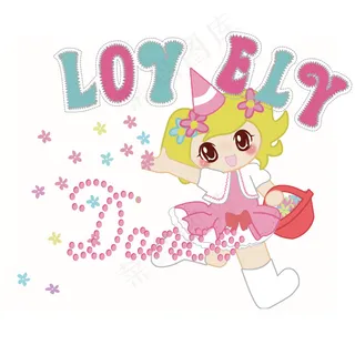 印花矢量图 女童 可爱卡通 卡通形...