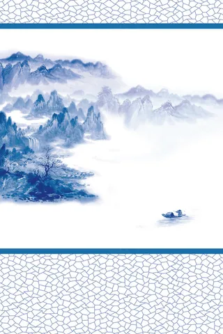 中国风青花瓷背景展板素材