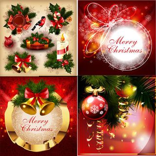 精美红色圣诞装饰矢量素材
