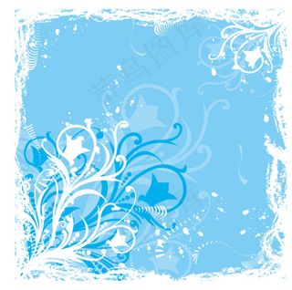 典雅蓝色反白花纹矢量素材