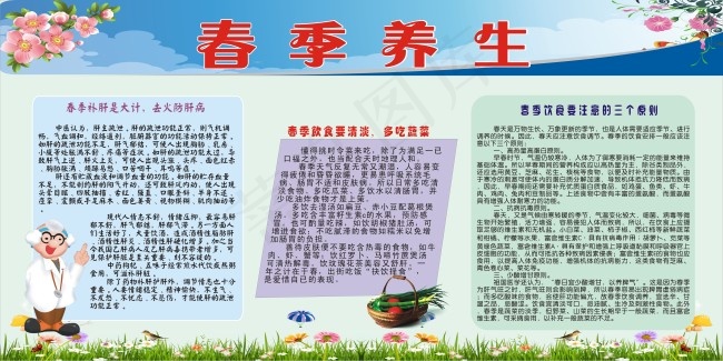 春季养生展板cdr矢量模版下载