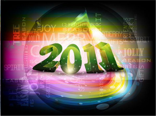 幻彩2011立体字矢量素材eps,ai矢量模版下载