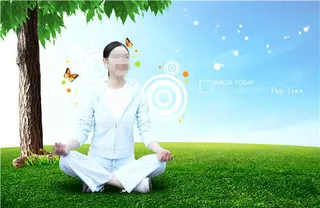 高清静养调息绿色概念草树素材