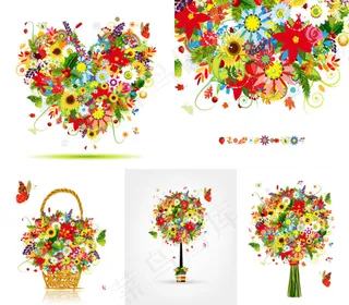 5款精美缤纷花卉插画矢量素材