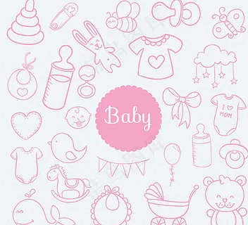 粉色婴儿用品无缝背景矢量图图片