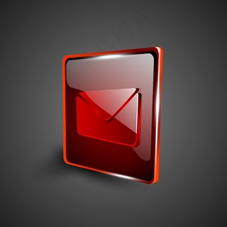 亮红的3D Web 2 0消息符号...