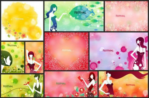 节日喜庆的女性模式向量(657X423)eps,ai矢量模版下载
