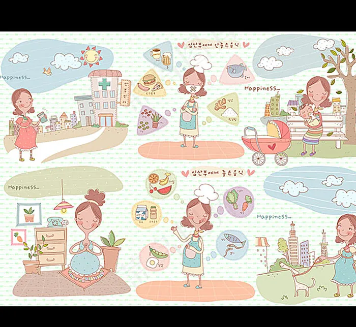 孕妇插画图片psd模版下载