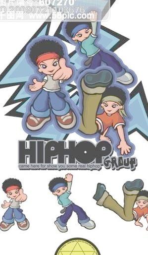 卡通街舞人物角色矢量模板