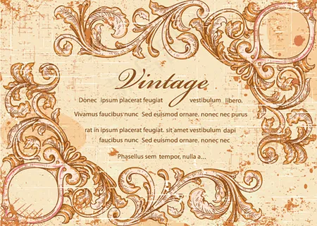 复古植物花纹请柬矢量素材