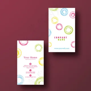 清新手绘彩色圆环竖版名片