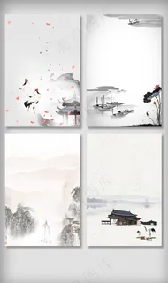 复古山水中国风海报背景元素素材图