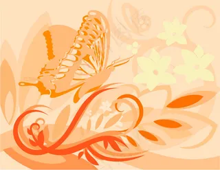 矢量蝴蝶藤蔓线花纹免费下载