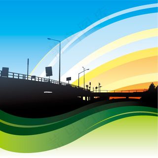 矢量城市大桥剪影