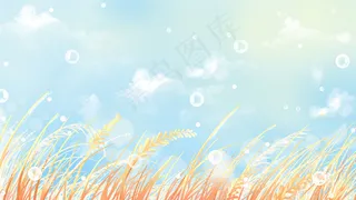 蓝色唯美卡通治愈小清新白露白鹭秋分秋配图