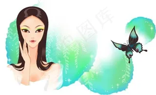 古典卡通美女矢量图下载