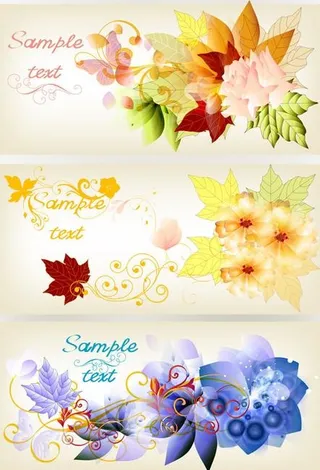 树叶和花卉矢量素材