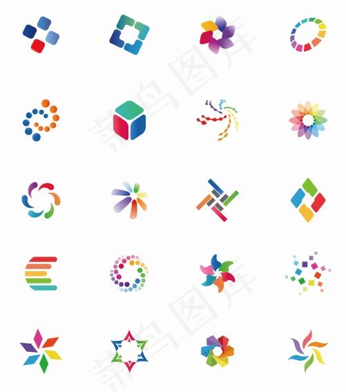 彩色矢量图标集eps,ai矢量模版下载