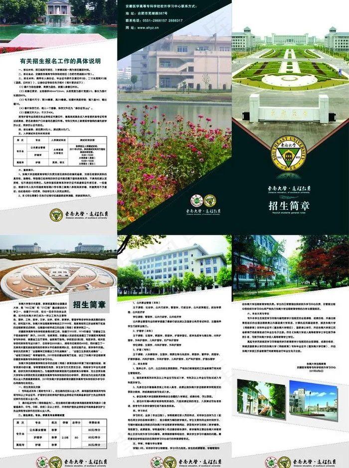 东南大学三折页图片cdr矢量模版下载