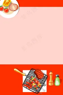 矢量卡通手绘扁平化烧烤BBQ背景