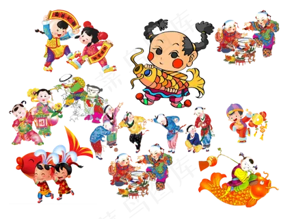 新年素材节庆娃娃孩子元素