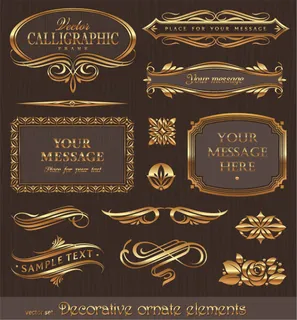 精致金色花纹花边矢量素材