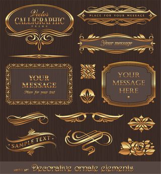 精致金色花纹花边矢量素材