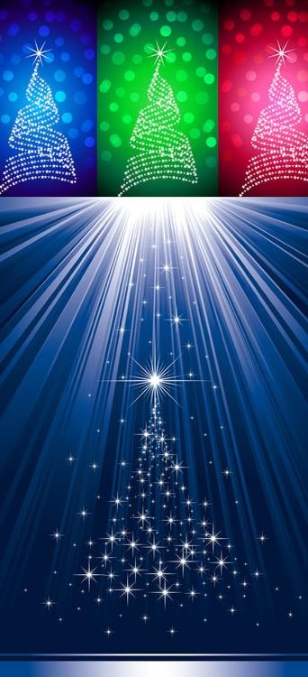 闪光圣诞树矢量素材