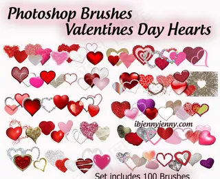 各种情人节心形装饰PS笔刷
