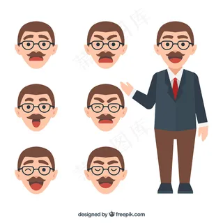 卡通人物扁平化可爱各种职业矢量素材